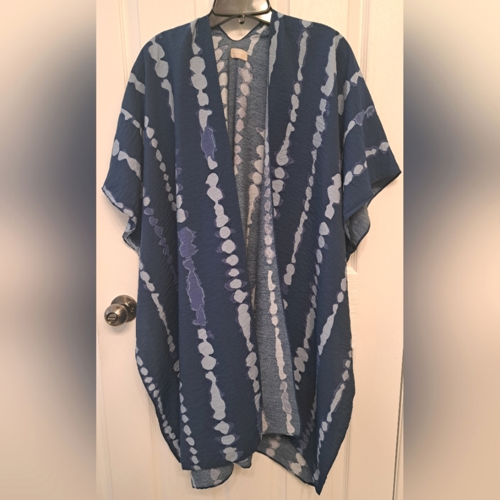 summer & rose Navy and Light Blue Striped Tie-Dye Swim Coverup